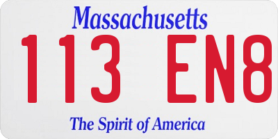 MA license plate 113EN8