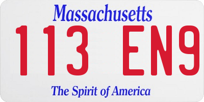 MA license plate 113EN9
