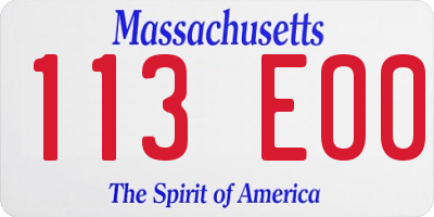 MA license plate 113EO0