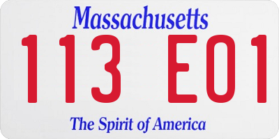 MA license plate 113EO1