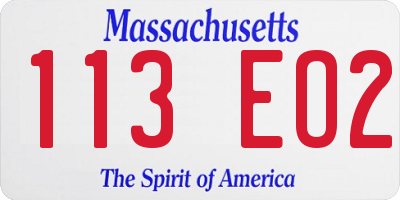 MA license plate 113EO2