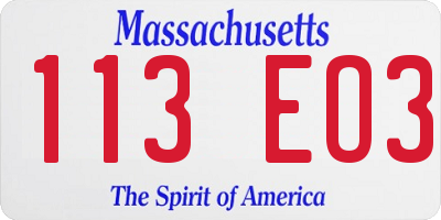 MA license plate 113EO3