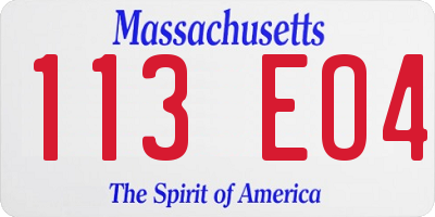 MA license plate 113EO4