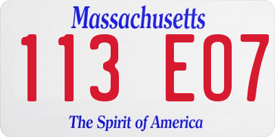 MA license plate 113EO7