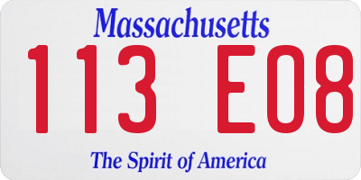 MA license plate 113EO8