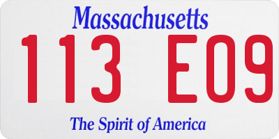 MA license plate 113EO9