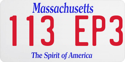 MA license plate 113EP3