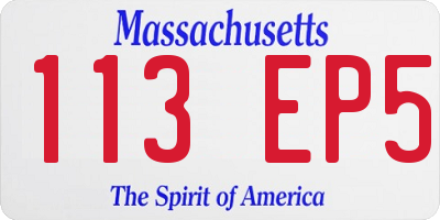 MA license plate 113EP5
