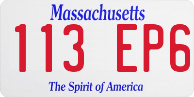 MA license plate 113EP6