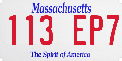 MA license plate 113EP7