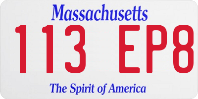 MA license plate 113EP8