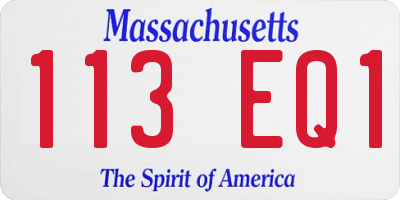 MA license plate 113EQ1