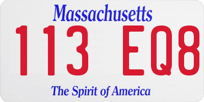 MA license plate 113EQ8