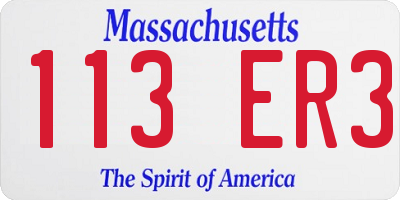 MA license plate 113ER3