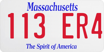 MA license plate 113ER4