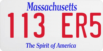 MA license plate 113ER5