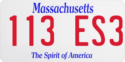MA license plate 113ES3