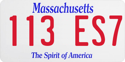 MA license plate 113ES7