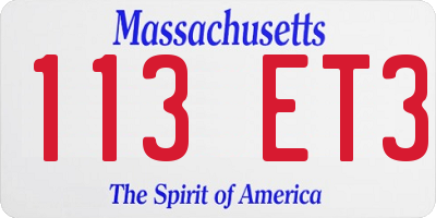 MA license plate 113ET3