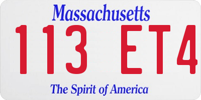 MA license plate 113ET4