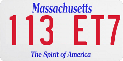 MA license plate 113ET7
