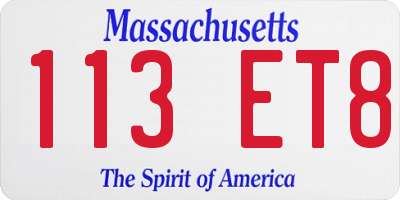 MA license plate 113ET8