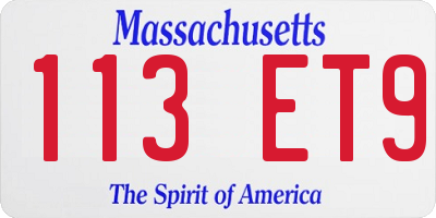 MA license plate 113ET9