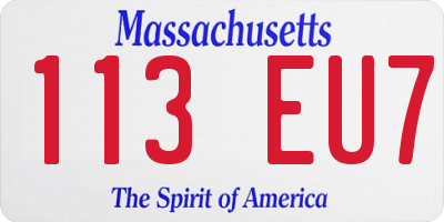 MA license plate 113EU7