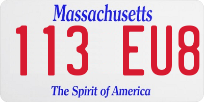 MA license plate 113EU8