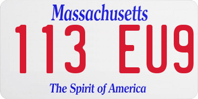 MA license plate 113EU9