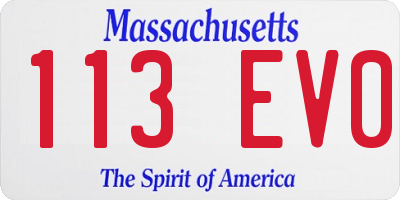MA license plate 113EV0