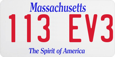 MA license plate 113EV3
