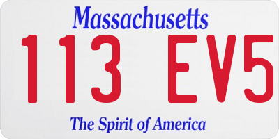 MA license plate 113EV5