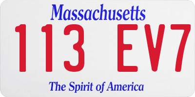 MA license plate 113EV7