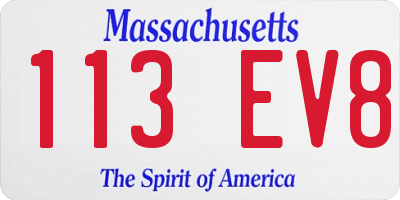 MA license plate 113EV8