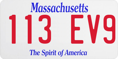 MA license plate 113EV9