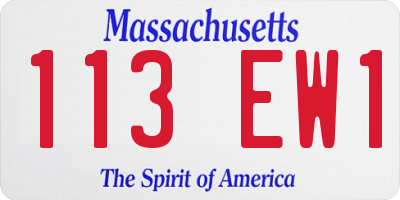 MA license plate 113EW1