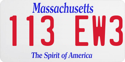 MA license plate 113EW3