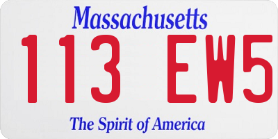 MA license plate 113EW5
