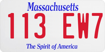 MA license plate 113EW7
