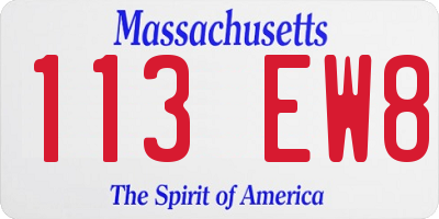 MA license plate 113EW8