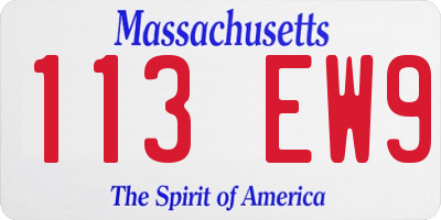 MA license plate 113EW9