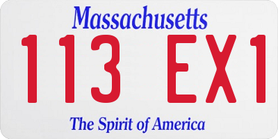 MA license plate 113EX1