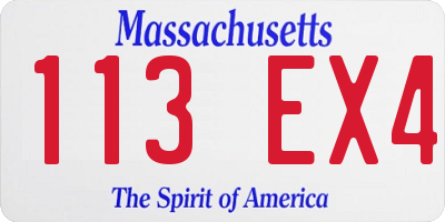 MA license plate 113EX4