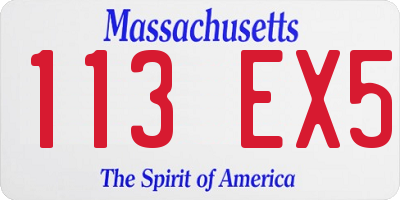MA license plate 113EX5