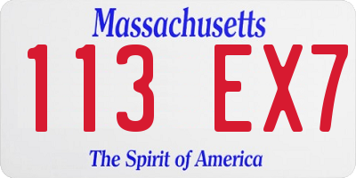 MA license plate 113EX7