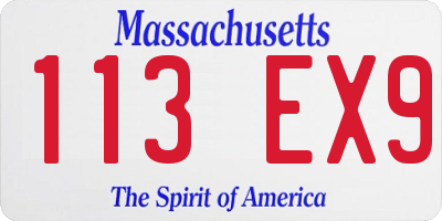 MA license plate 113EX9