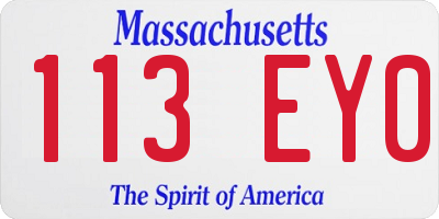 MA license plate 113EY0