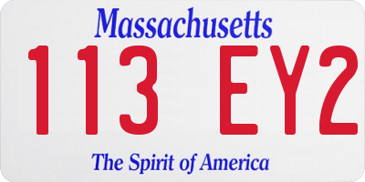 MA license plate 113EY2