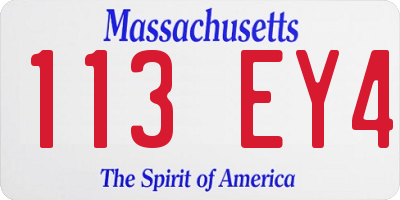 MA license plate 113EY4